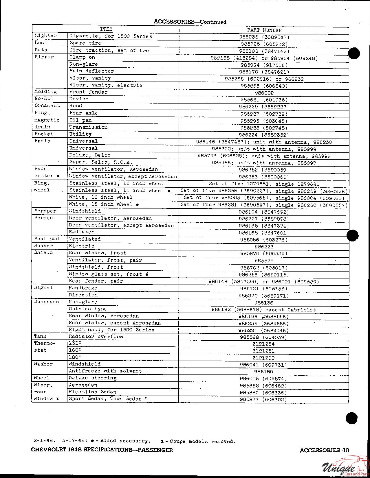 1948 Chevrolet Specifications Page 4
